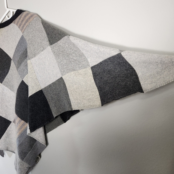 Eddie Bauer Vintage Womens Patchwork Wool Cashmere Sweater Poncho-OSFM - Picture 5 of 6